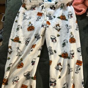 Kids Halloween Snoopy Pajama Pants - White